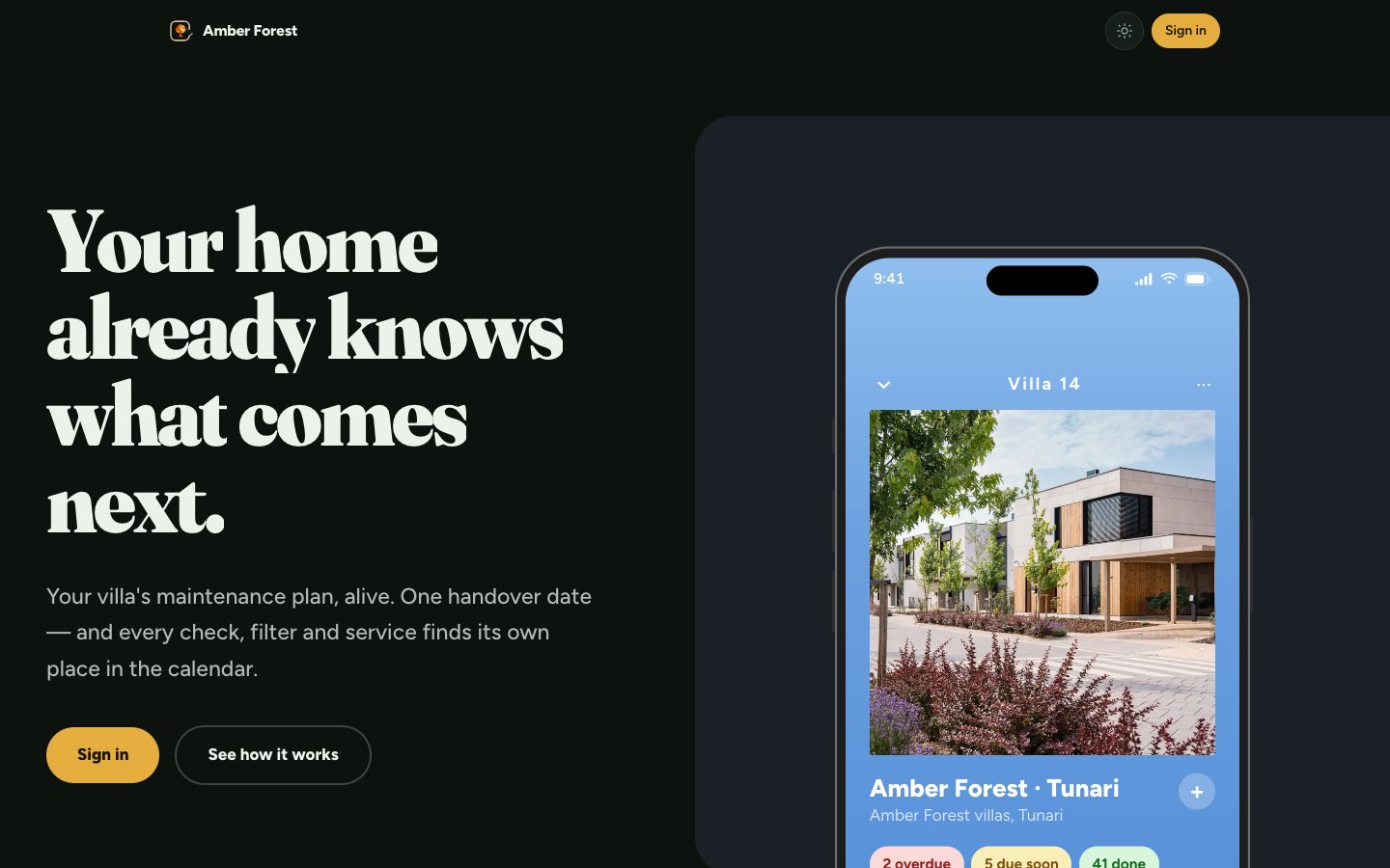 Amber Forest villa maintenance app