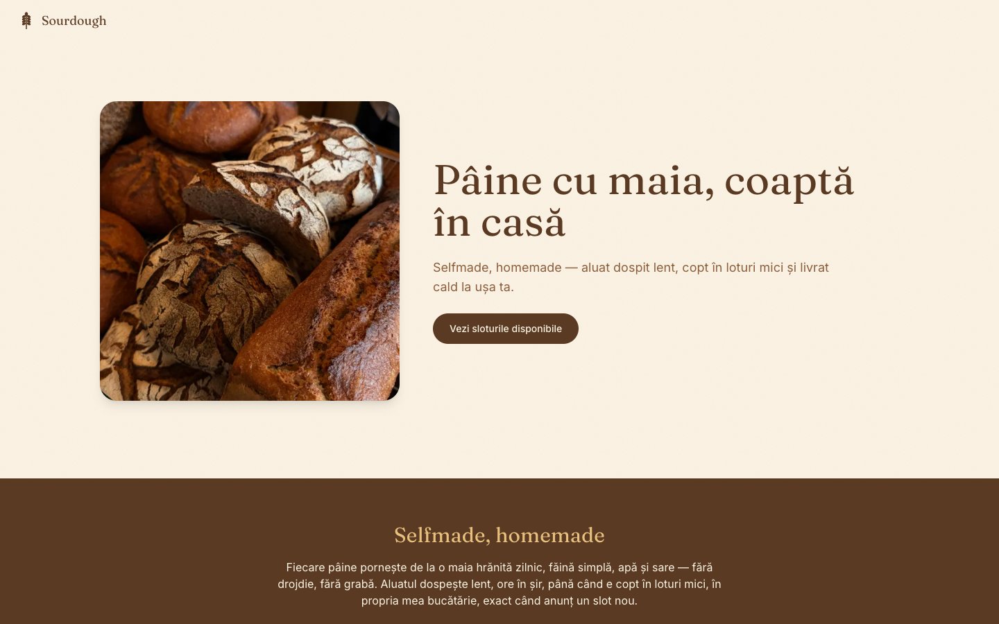 Sourdough homemade bakery booking site
